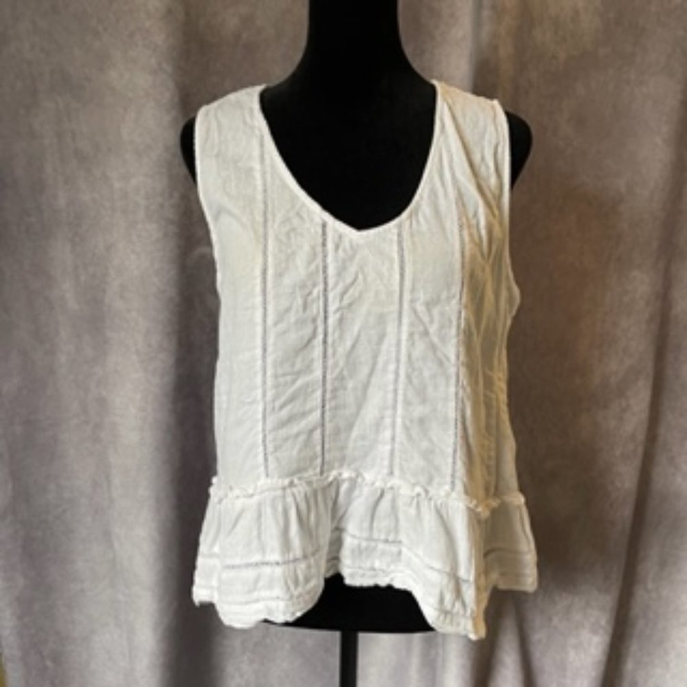 Rails White Sleeveless Crop Top Size L